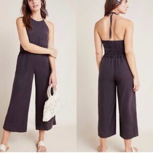 Anthropologie Cloth & Stone Wide Leg Crop Halter Jumpsuit  S Women’s Boho Beach